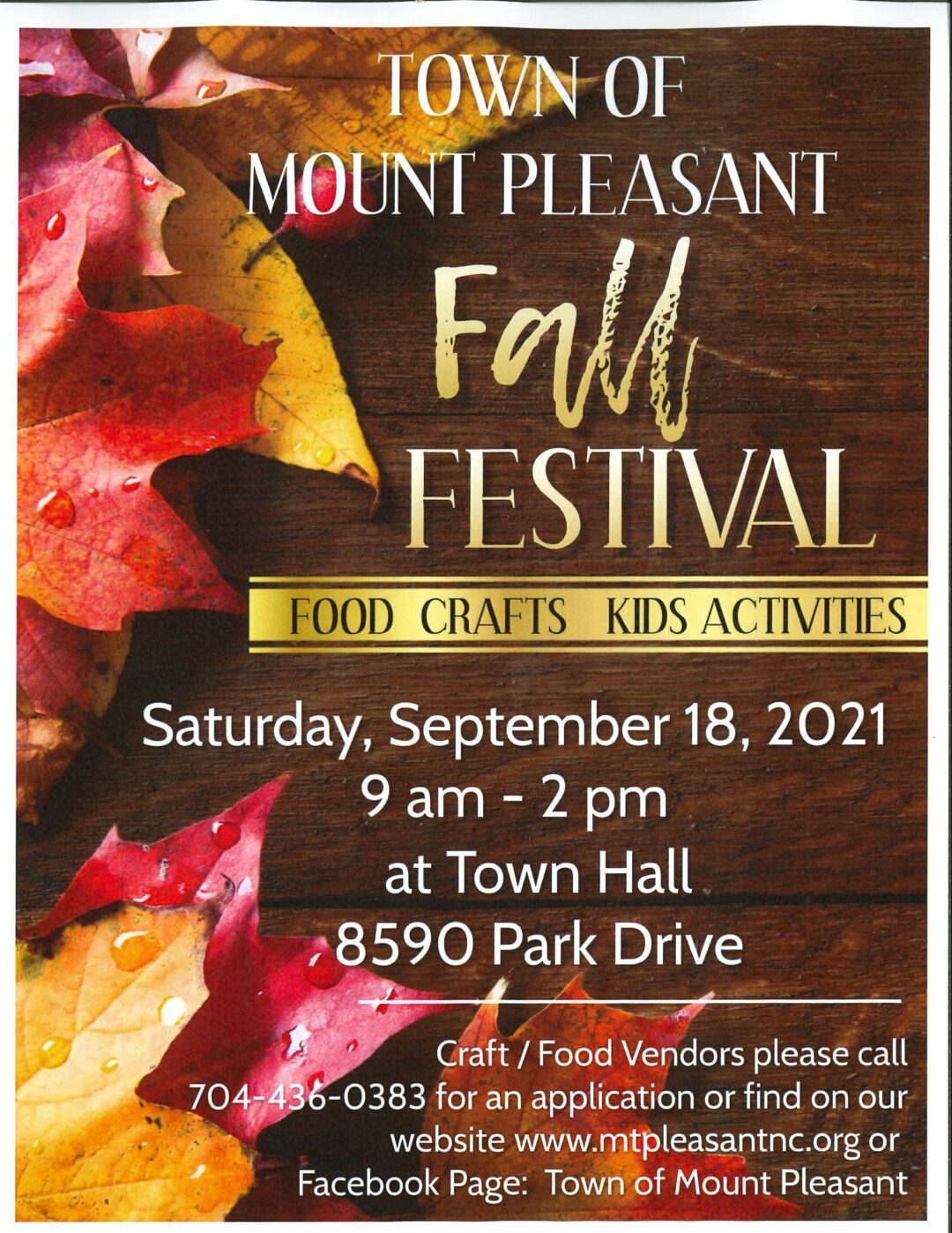 Fall Craft Festival Town of Mount Pleasant